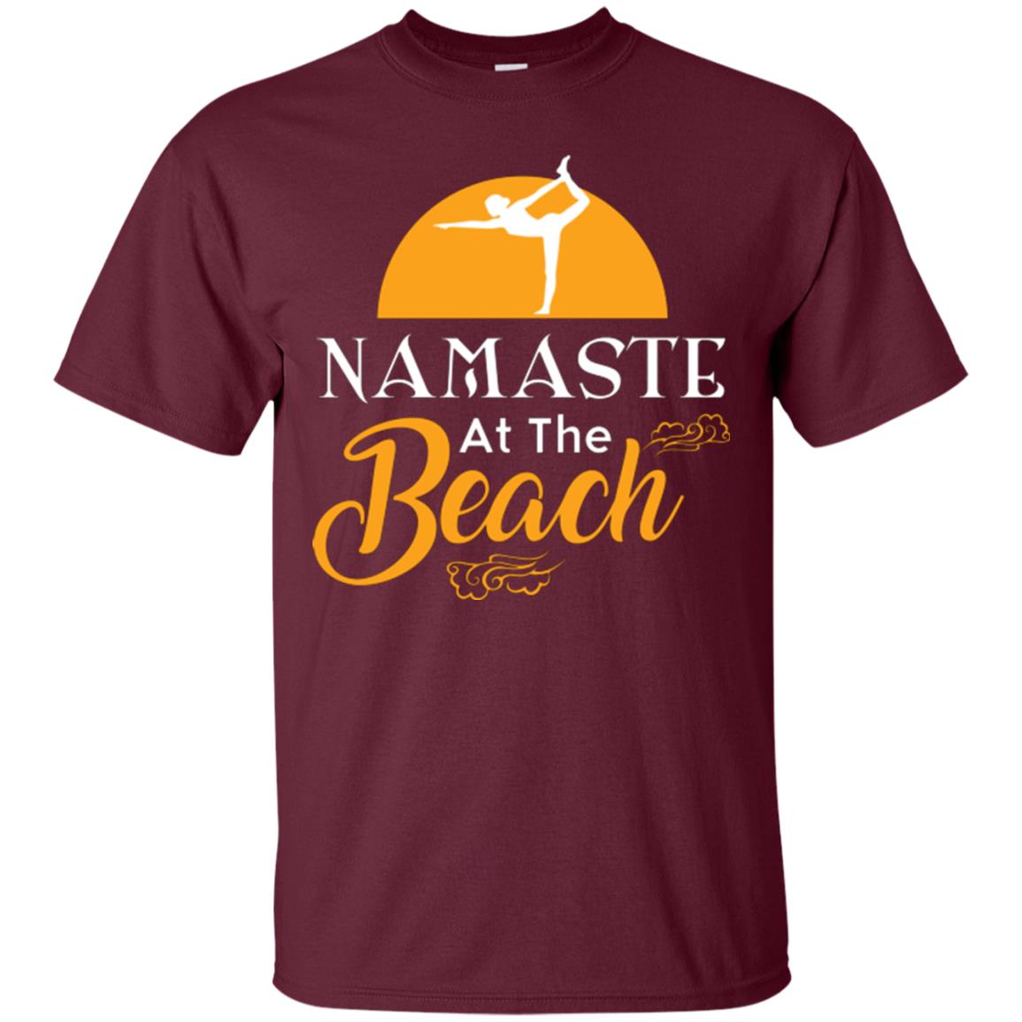 Yoga Lover T-shirt Namaste At The Beach Maroon