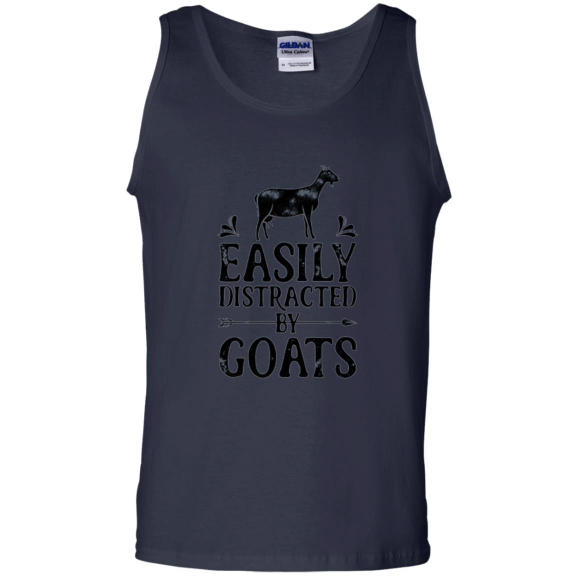 Goat Lover T-shirt Easily Distracted By Goats Navy