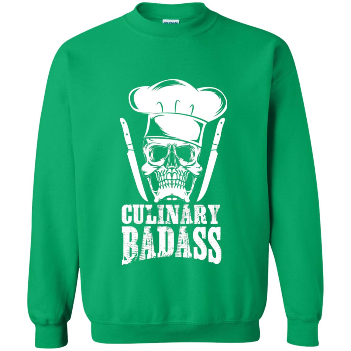 Culinary Badass Funny Chef Skull Knifes Cooking Tshirt Irish Green