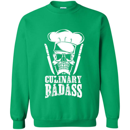 Culinary Badass Funny Chef Skull Knifes Cooking Tshirt Irish Green