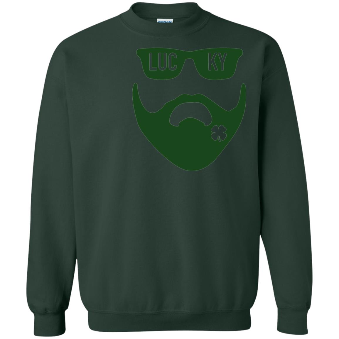 Green Bearded Clover Lucky Charm St. Patrick_s Day T-shirt Forest Green
