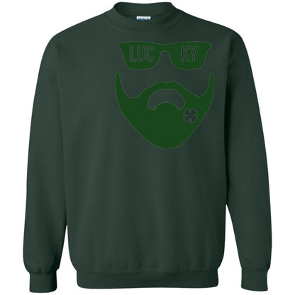 Green Bearded Clover Lucky Charm St. Patrick_s Day T-shirt Forest Green
