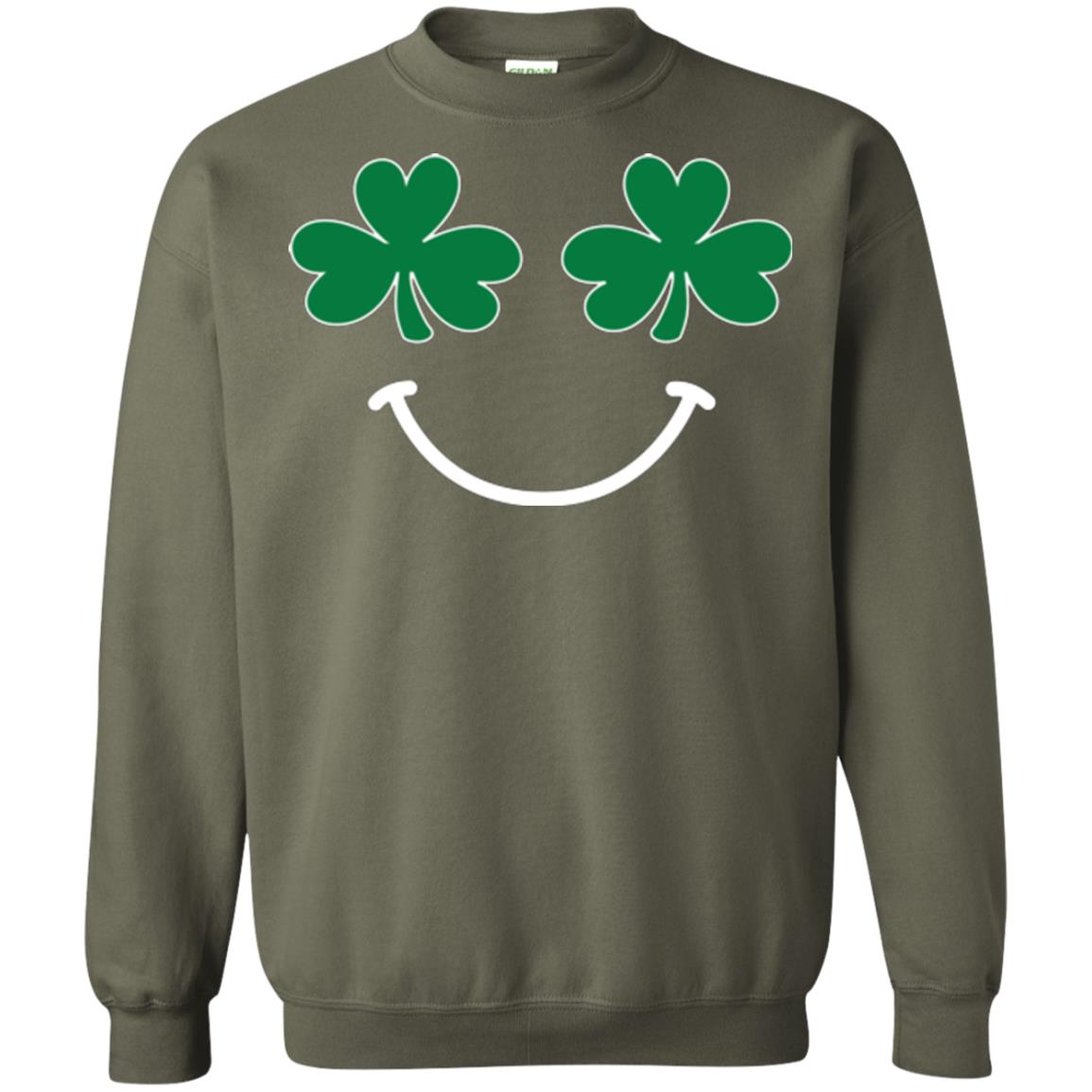 Saint Patrick's Day T-shirt Smiling Shamrocks Military Green