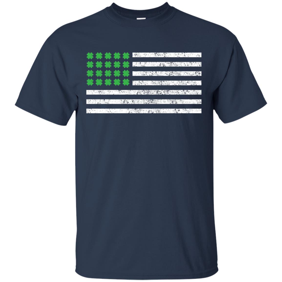 Usa Flag With Irish Shamrock St Patricks Day T-shirt Navy