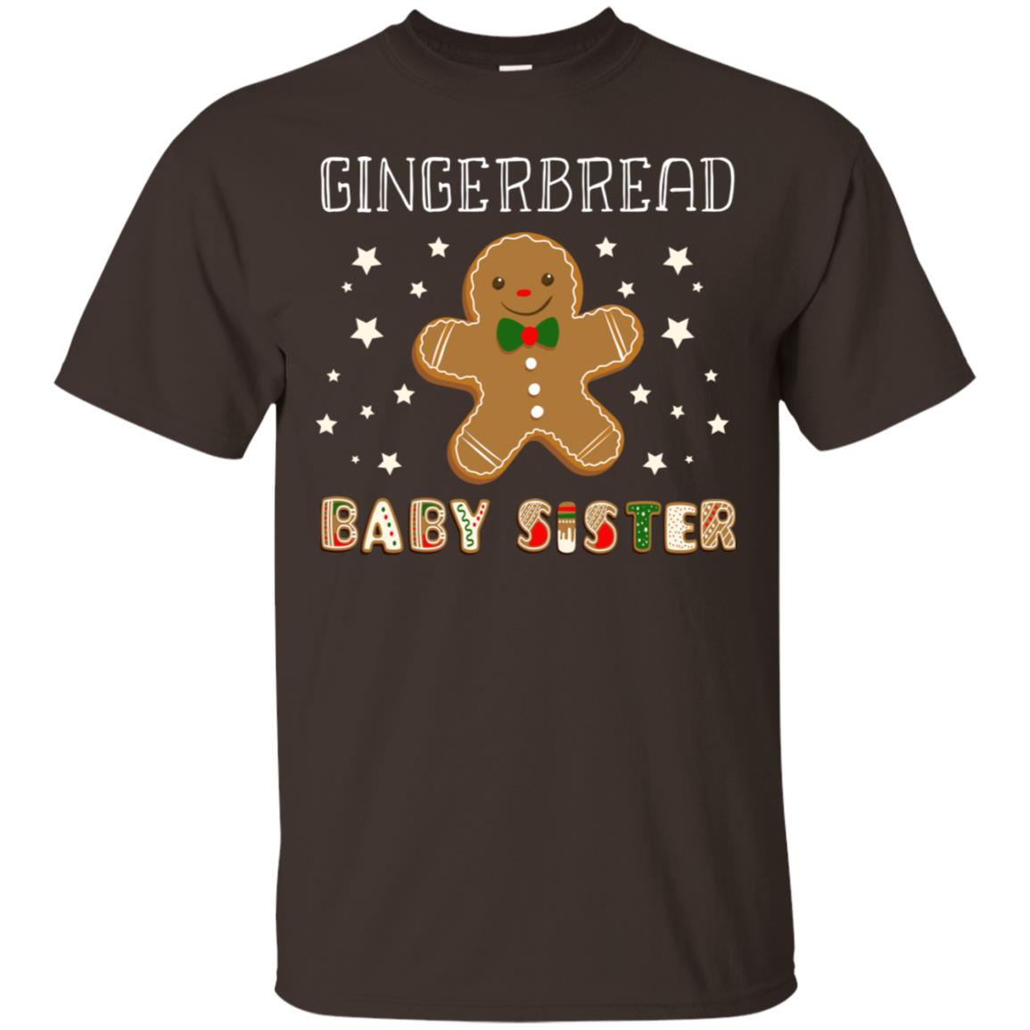 Gingerbread Baby Sister X-mas Gift Family Shirt For Girls Dark Chocolate