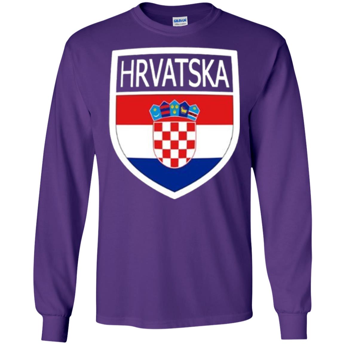 Croatia Shield T-shirt Hrvatska Patch Croatian Flag Badge Purple