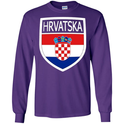 Croatia Shield T-shirt Hrvatska Patch Croatian Flag Badge Purple
