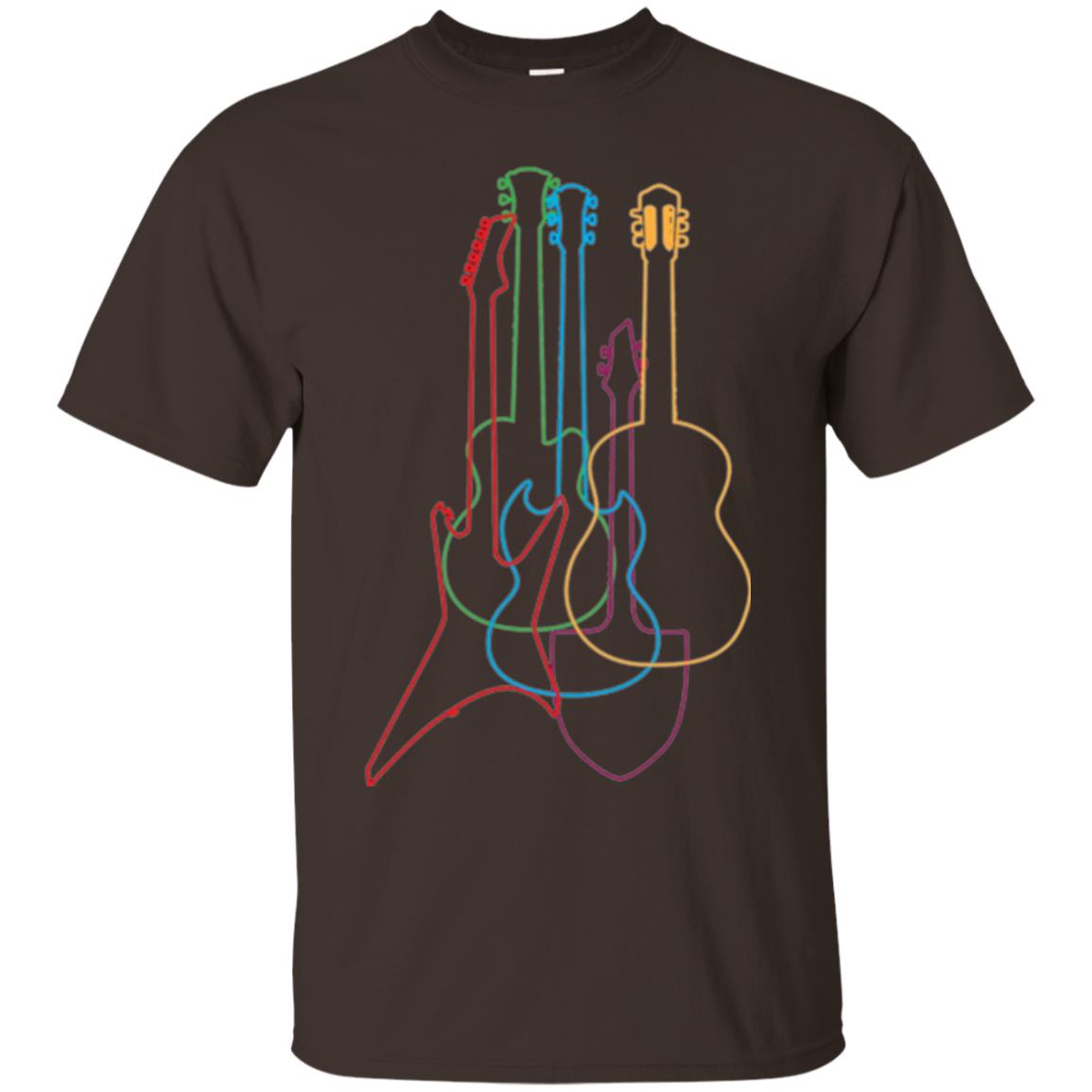 Colored Guitars Electric Acoustic Classical T-shirt Dark Chocolate