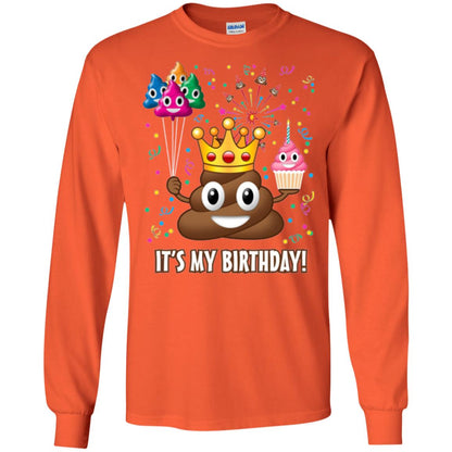 Poop Emoji T-shirt It_s My Birthday Orange
