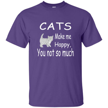 Cat Lover T-shirt Cats Make Me Happy You Not So Much Purple