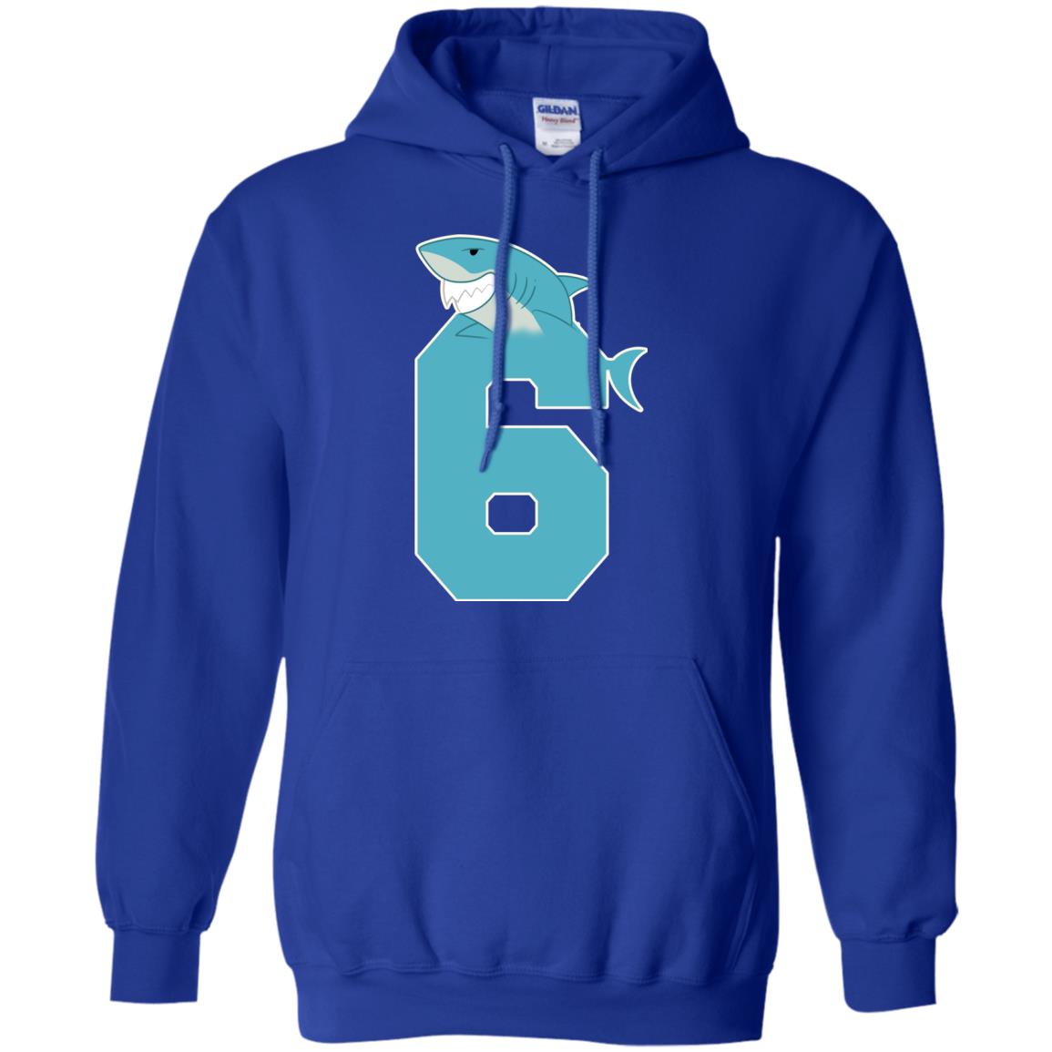 6th Birthday Shark Party Shirt Royal