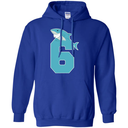 6th Birthday Shark Party Shirt Royal