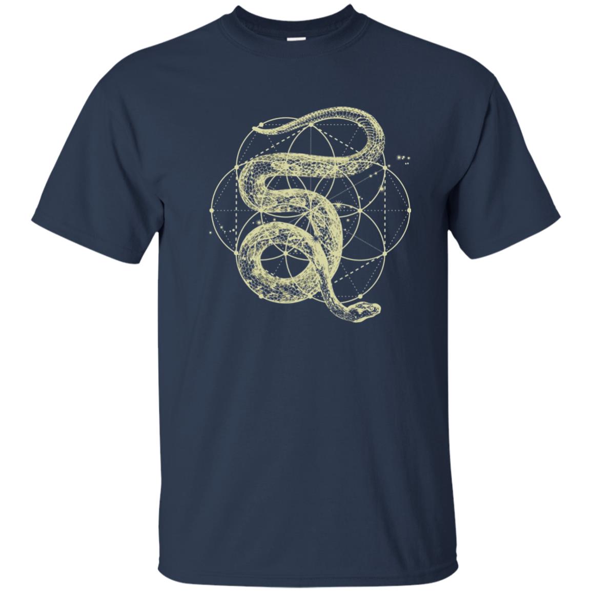 Sacred Geometry Seed Of Life Snake T-shirt Navy