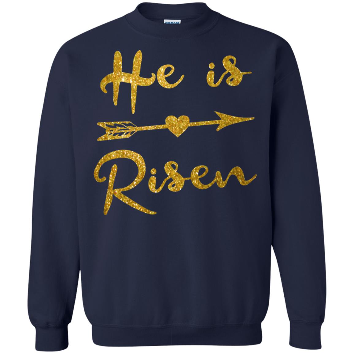 He Is Risen Christian T-shirt Navy