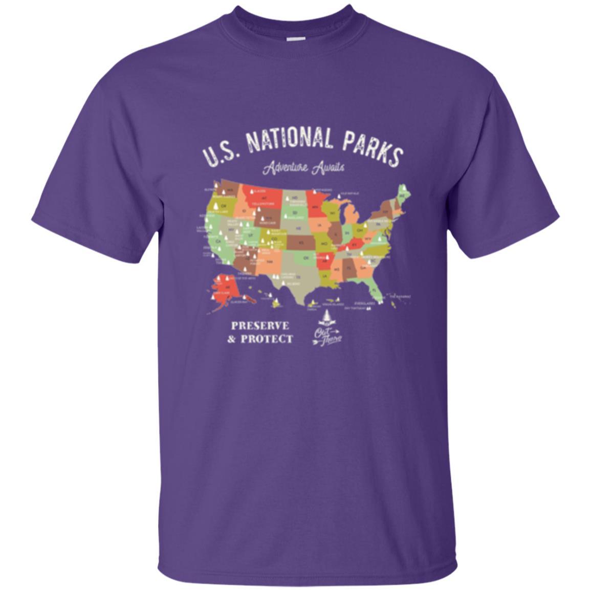 Hiking Camping T-shirt National Park Map Vintage T-shirt Purple