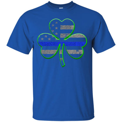Thin Blue Line St Patrick_s Day Clover T-shirt Royal