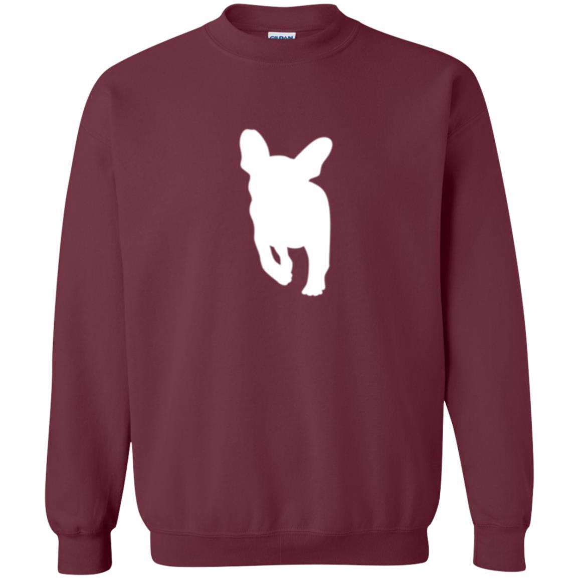 French Bulldog T-shirt White Silhouette Of Puppy Maroon