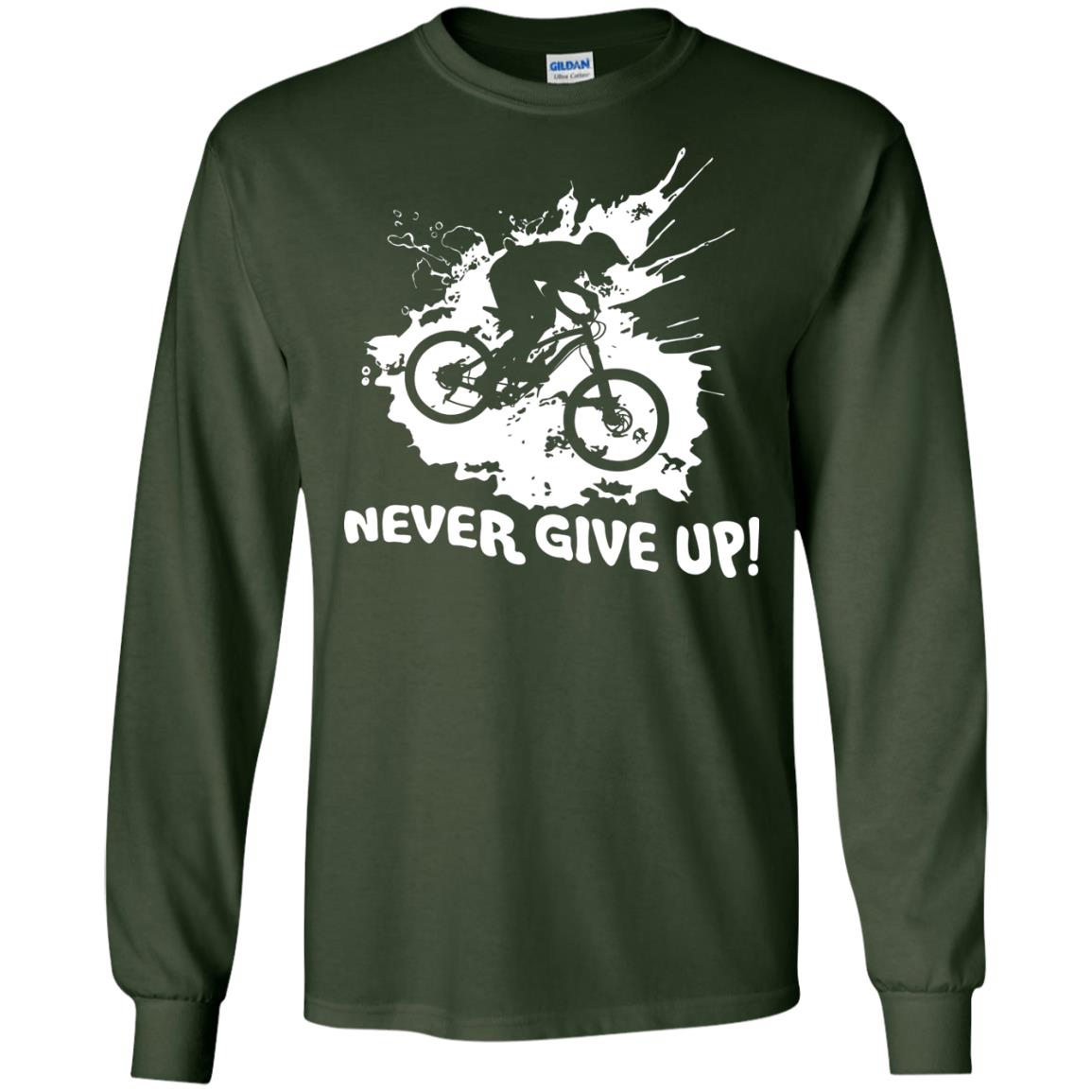 Biker T-shirt Never Give Up Forest Green