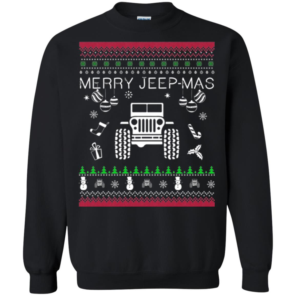 Christmas T-shirt Mery Jeep-mas Jeep Ugly Black