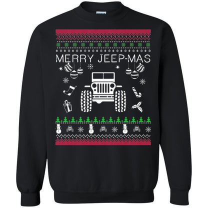 Christmas T-shirt Mery Jeep-mas Jeep Ugly Black