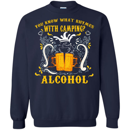 You Know What Rhymes With Camping Alcohol Beer Camping Gift Shirt Navy