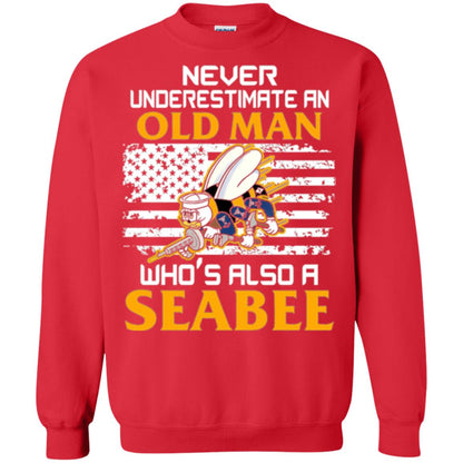 Navy Seabee Veteran T-shirt Never Underestimate An Old Man Red
