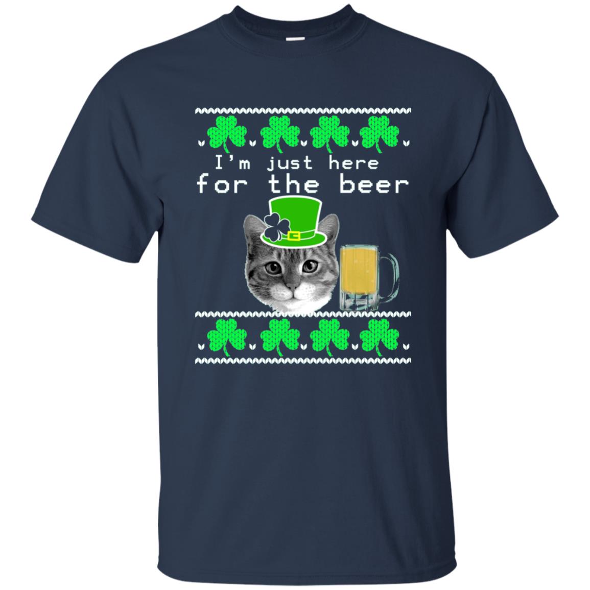Saint Patrick_s Day T-shirt I_m Just Here For The Beer Navy