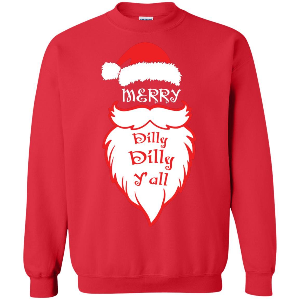 Christmas T-shirt Merry Dilly Dilly Y'all Red