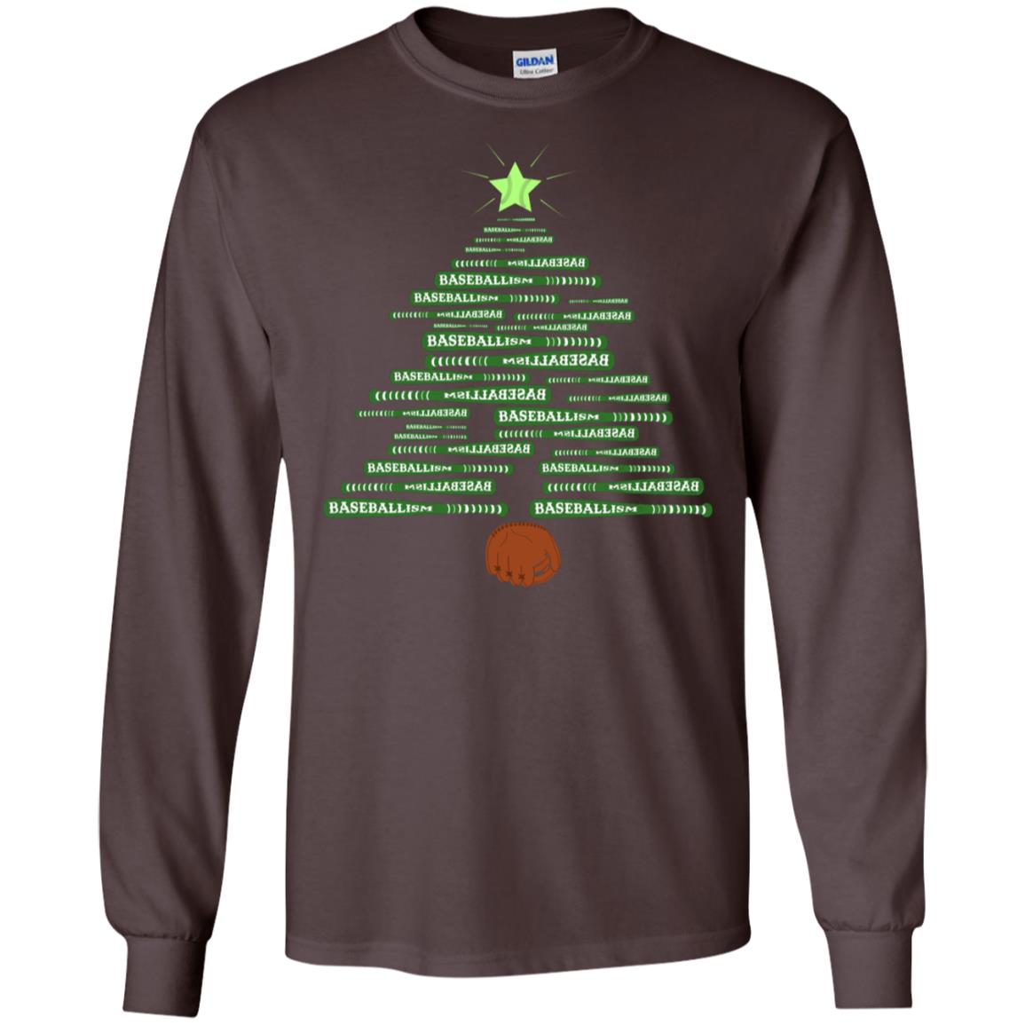 Baseballism Christmas Tree Gift Shirt Dark Chocolate