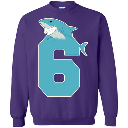 6th Birthday Shark Party Shirt Purple