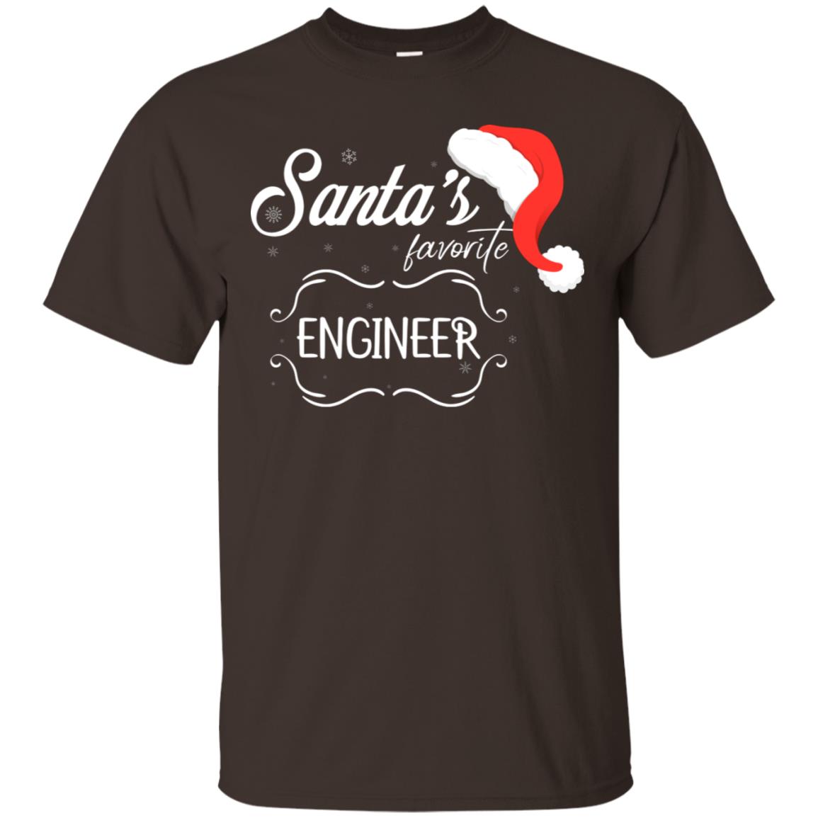 Santa's Favorite Engineer Engineering X-mas Gift Shirt For Engineers Dark Chocolate