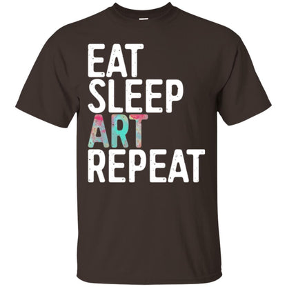 Art Lover T-shirt Eat Sleep Art Repeat Dark Chocolate