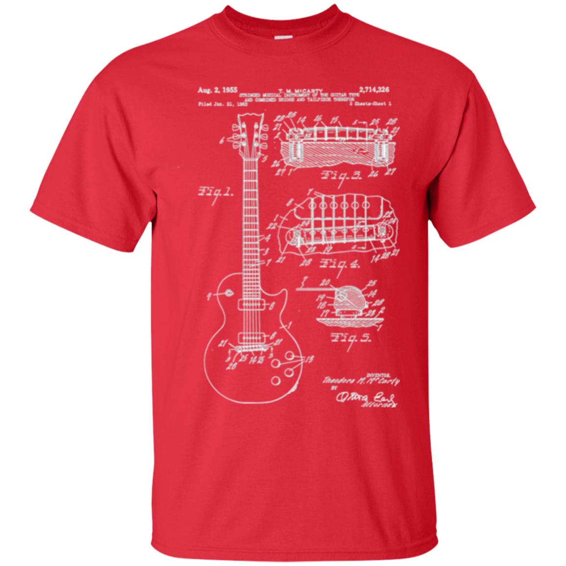 Guitar T-shirt Patent Print 1955 Red