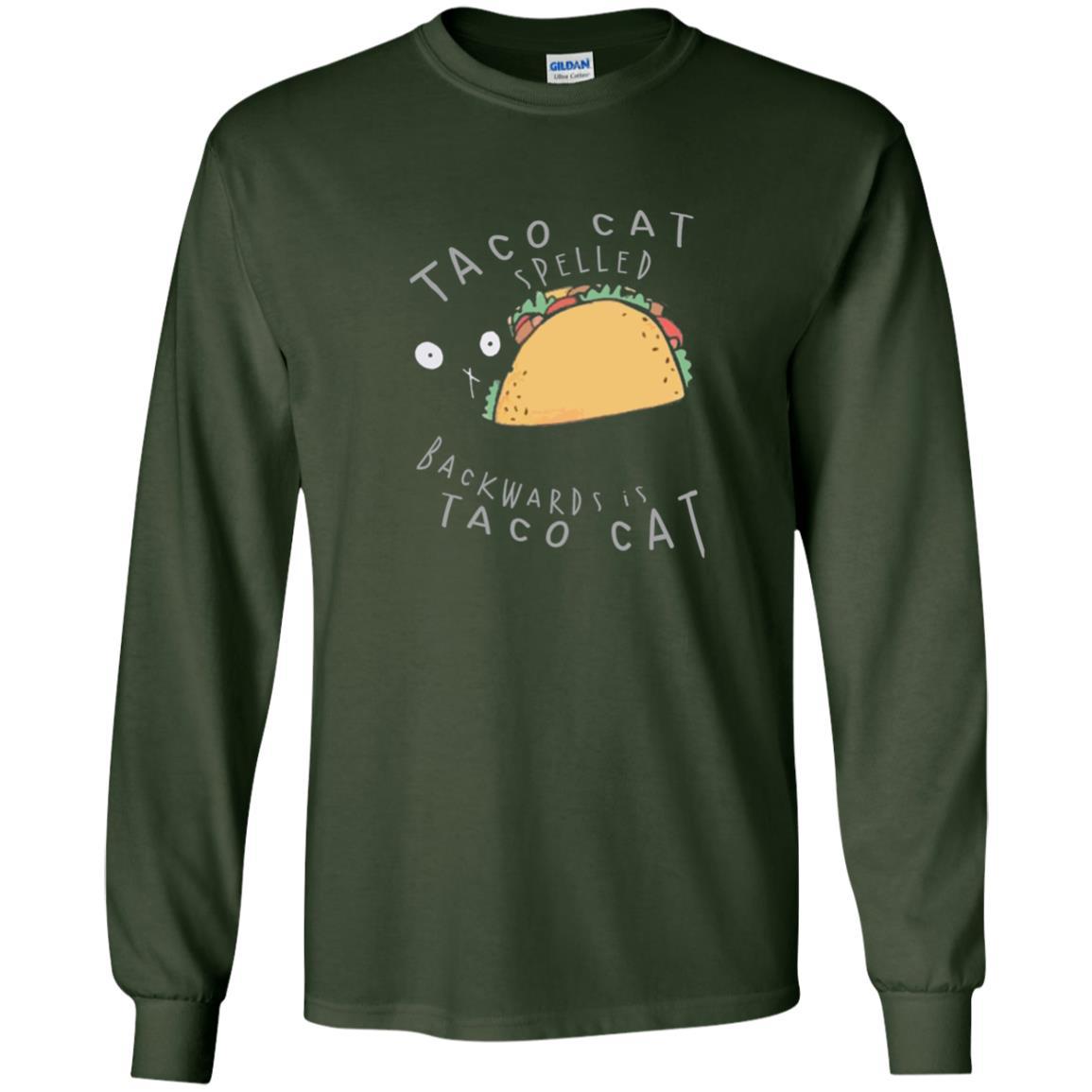 Cat Lovers T-shirt Taco Cat Spelled Backward Is Taco Cat Forest Green