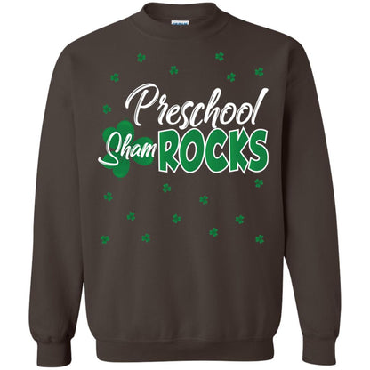 Preschool Shamrocks St. Patrick_s Day School T-shirt Dark Chocolate