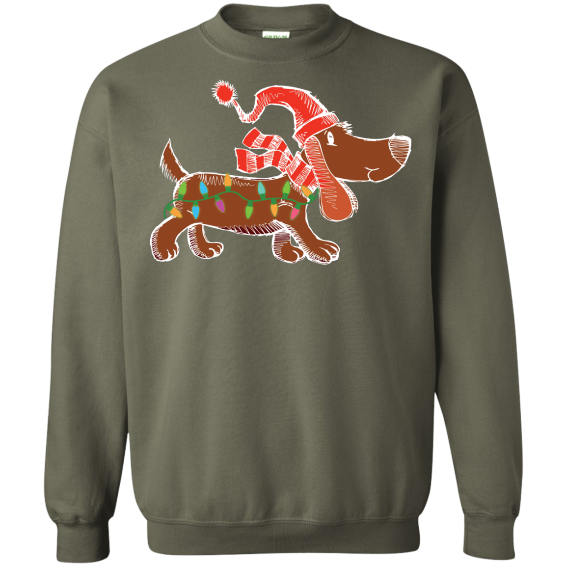 Dog Lover T-Shirt Christmas Lights Labrador Retriever Dog Lover Military Green