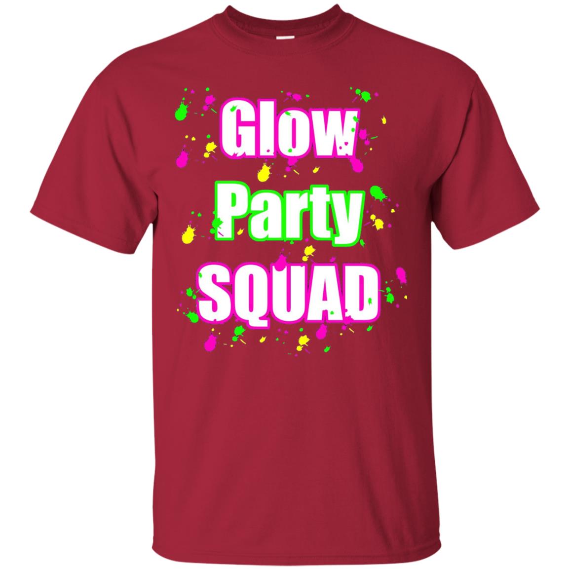 Glow Party Squad Paint Splatter Effect Neon Glow Party Shirt For Girls Cardinal