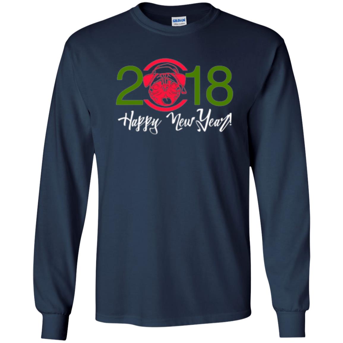Dog Lovers T-shirt Happy New Year 2018 Navy