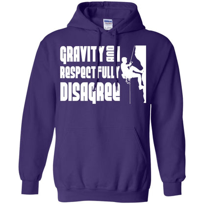 Funny Climbing T-shirt Gravity And I Disagree Purple