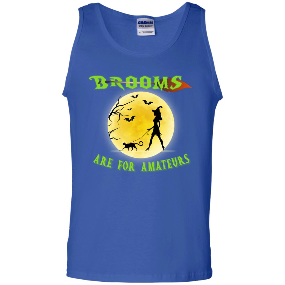 Brooms Are For Amateurs Witches Walk With Cat Funny Halloween Shirt Royal