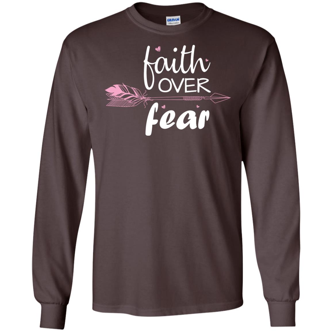 Faith Over Fear Arrow Christian Shirt Dark Chocolate
