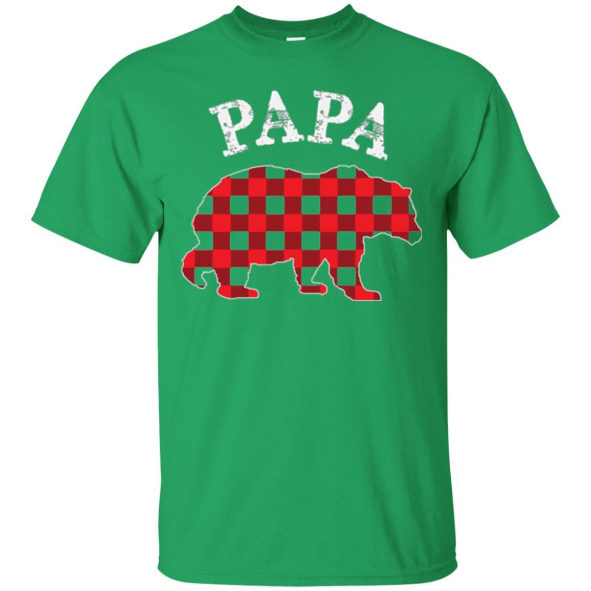 Papa T-shirt Red Plaid Papa Bear T-shirt Irish Green