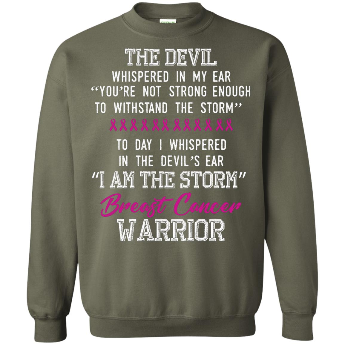 Breast Cancer Warrior T-shirt I Am The Storm Breast Cancer Warrior With Pink Ribbons Military Green