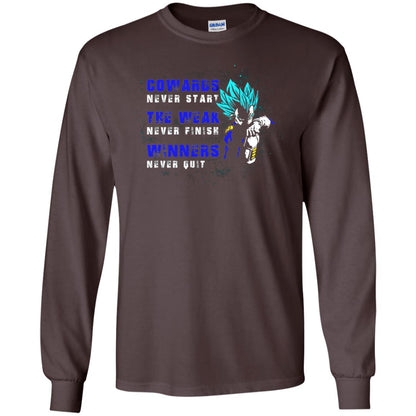 Cowards Never Start The Weak Never Finish Comic T-shirt Dark Chocolate