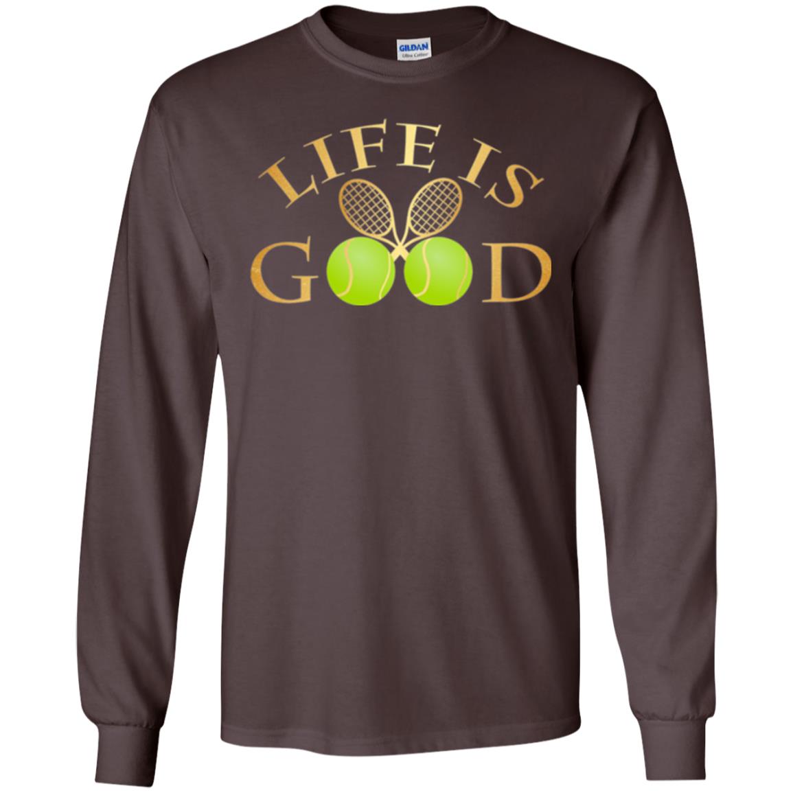 Tennis Lovers T-shirt Life Is Good Dark Chocolate