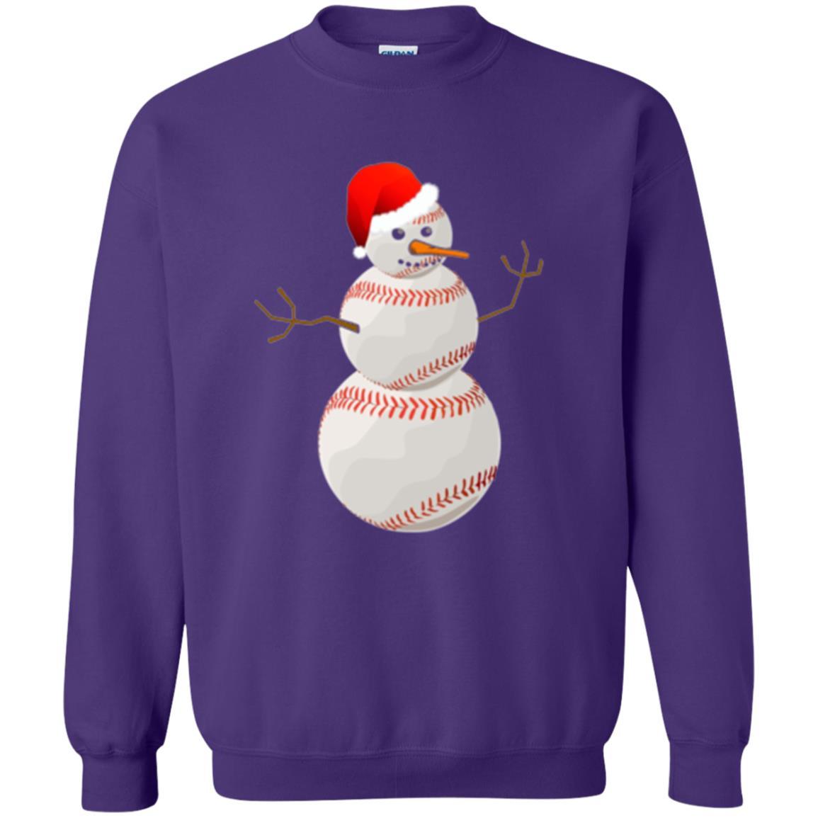 Christmas Baseball T-shirt Baseball Snowman Purple