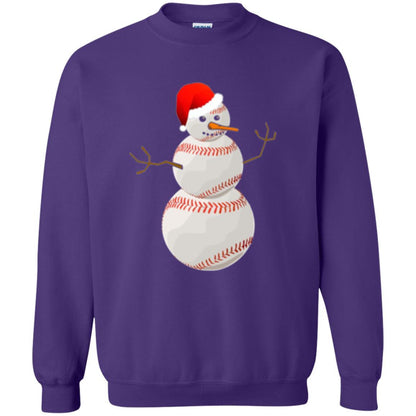 Christmas Baseball T-shirt Baseball Snowman Purple