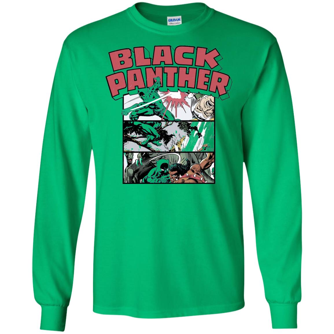Black Panther Retro Comic Stacked Panel Art T-shirt Irish Green