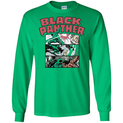 Black Panther Retro Comic Stacked Panel Art T-shirt Irish Green