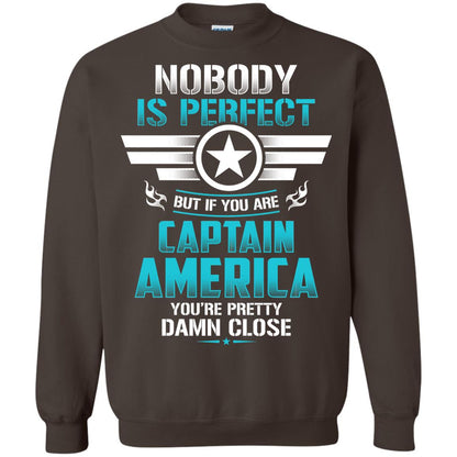 Nobody Is Perfect But If You Are Captain America You_re Pretty Damn Close Movie Fan T-shirt Dark Chocolate